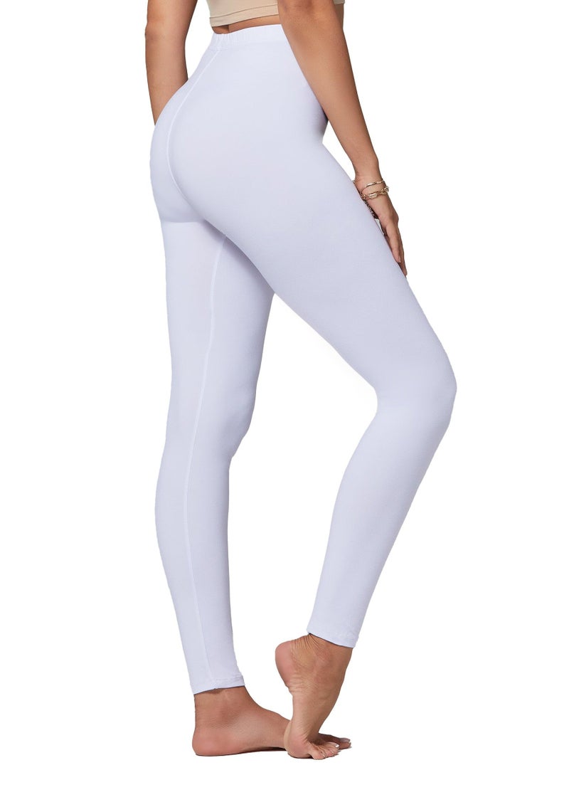 Conceited Leggings for Women - Tummy Control - 1" Waistband - Regular and Plus Size - Super White - Small - Medium - Image 1